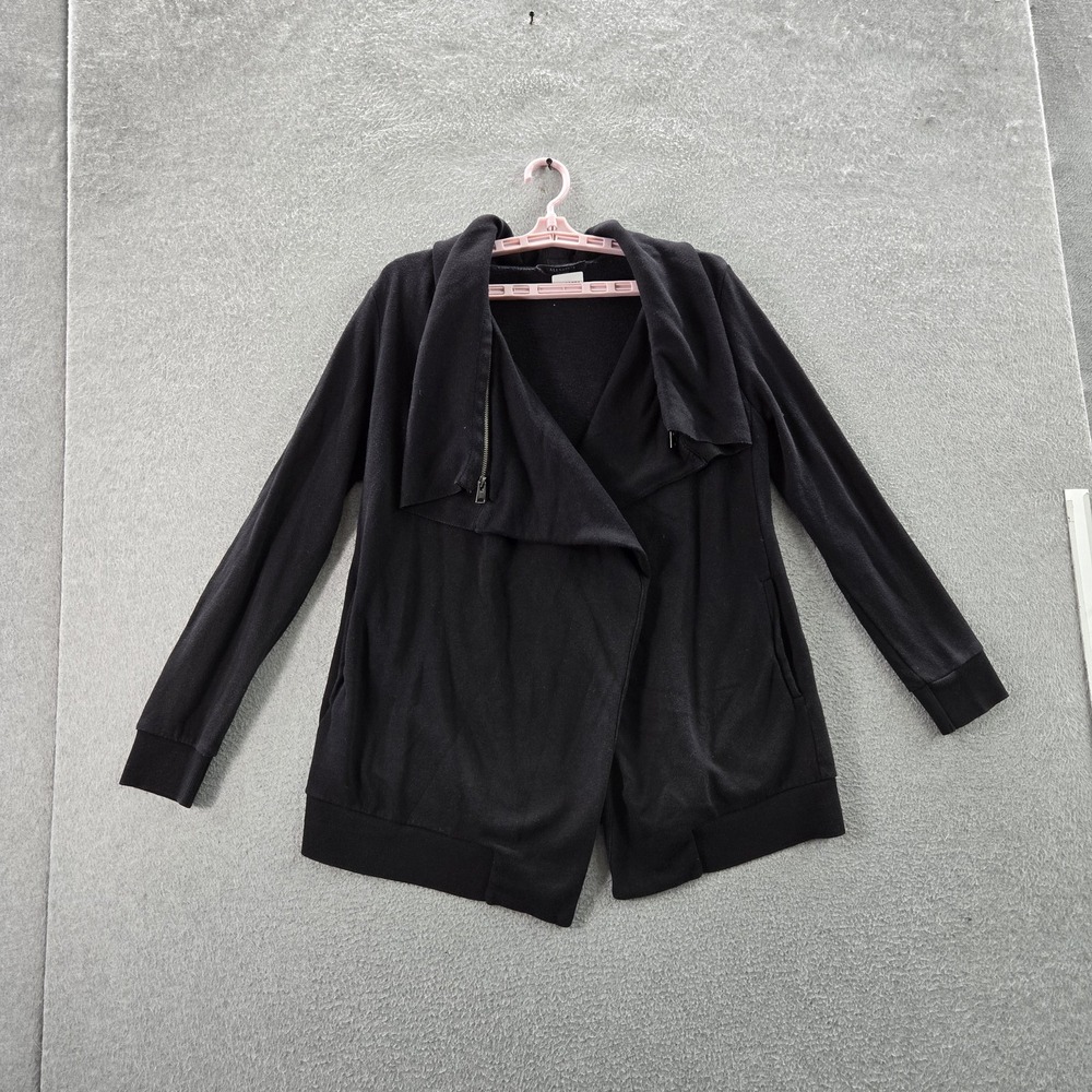Allsaints Women Cardigan M‎ Black Dahlia Zipper Open Front Drape